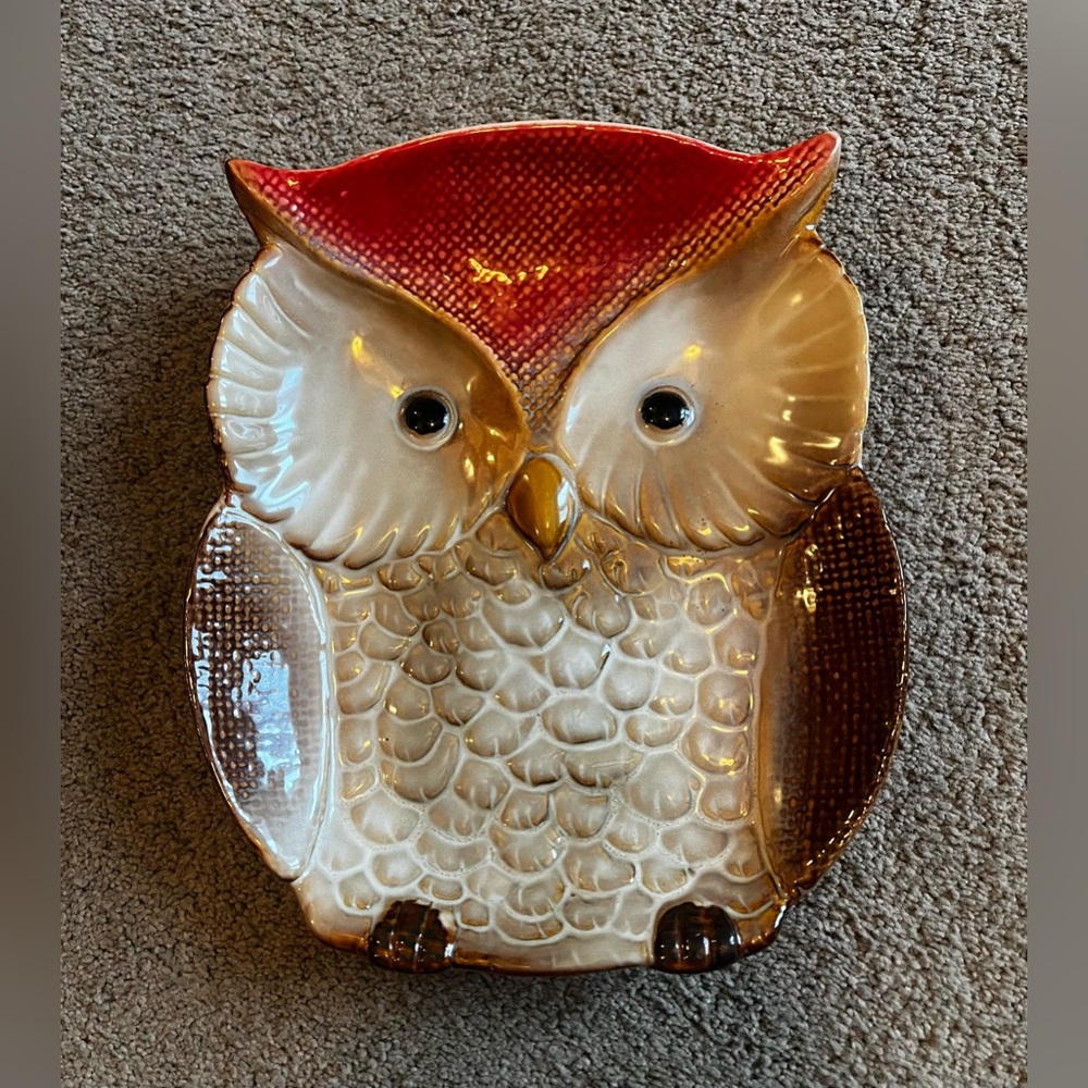 Ceramic Owl Boho Style Plate Decor
